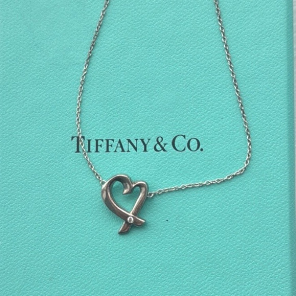 Tiffany & Co. Paloma Picasso Sterling Silver Loving Heart Diamond Necklace